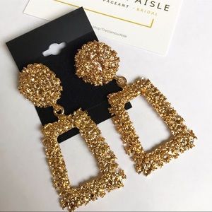 Pageant Prom Bridal Evening Gown Gold Earrings